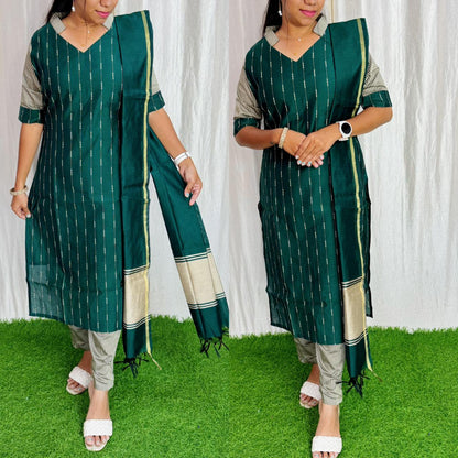 Premium Raw Silk Salwar Set-(Top,Bottom,Duppatta)-Non Feeding Only FC0317