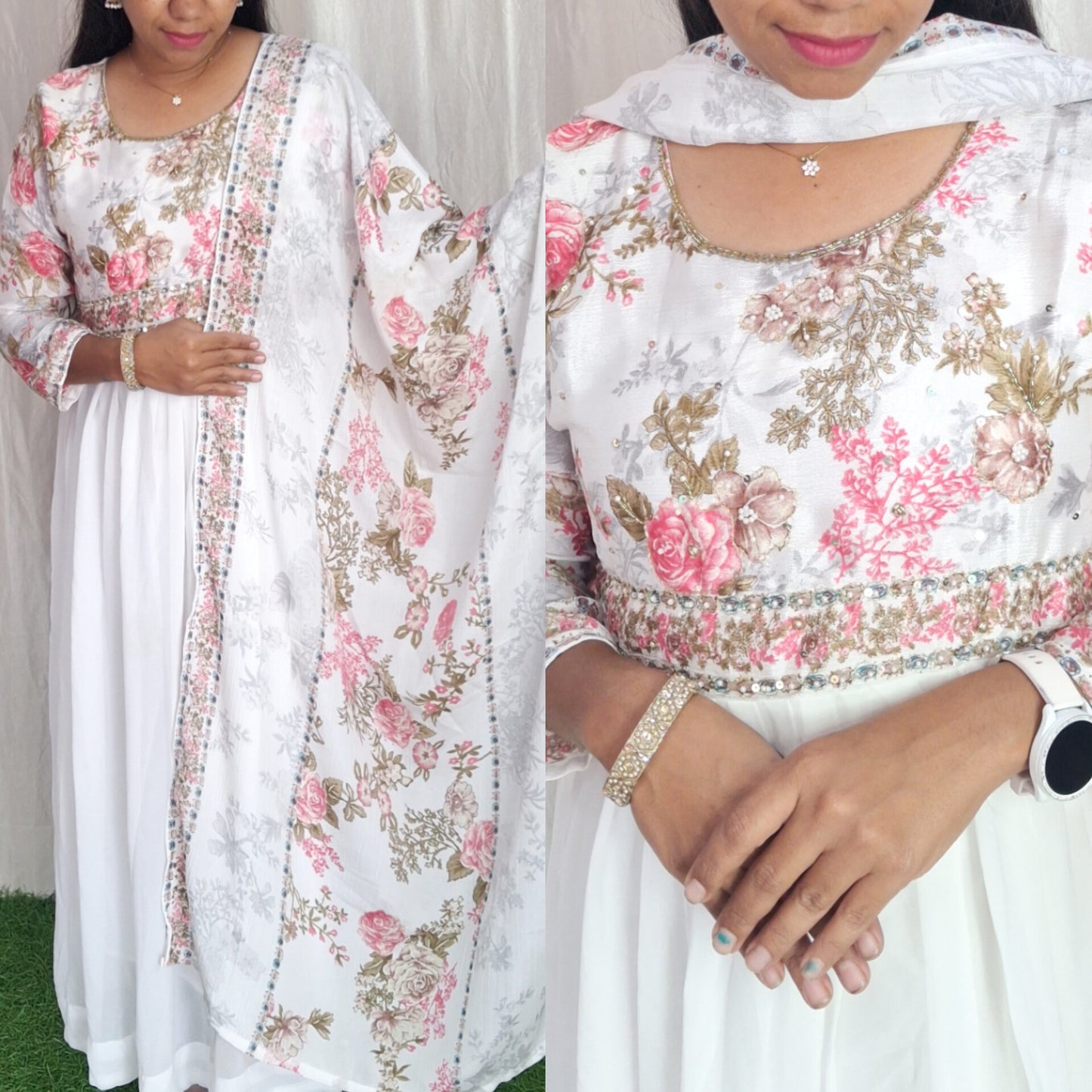 Georgette Work Kurti with Duppata( Non Feeding only)