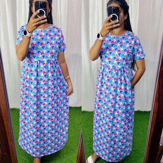 FLR014 Zipless maternity/feeding Loungewear Maxi Pull up Model