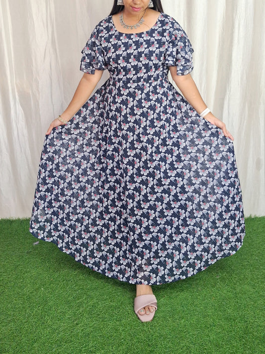 Georgette Maxi Short Sleeves inside(with Lining) ( Non Feeding only)
