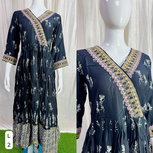 Cotton Embroidery Kurti( without lining) ( Non Feeding only)-124