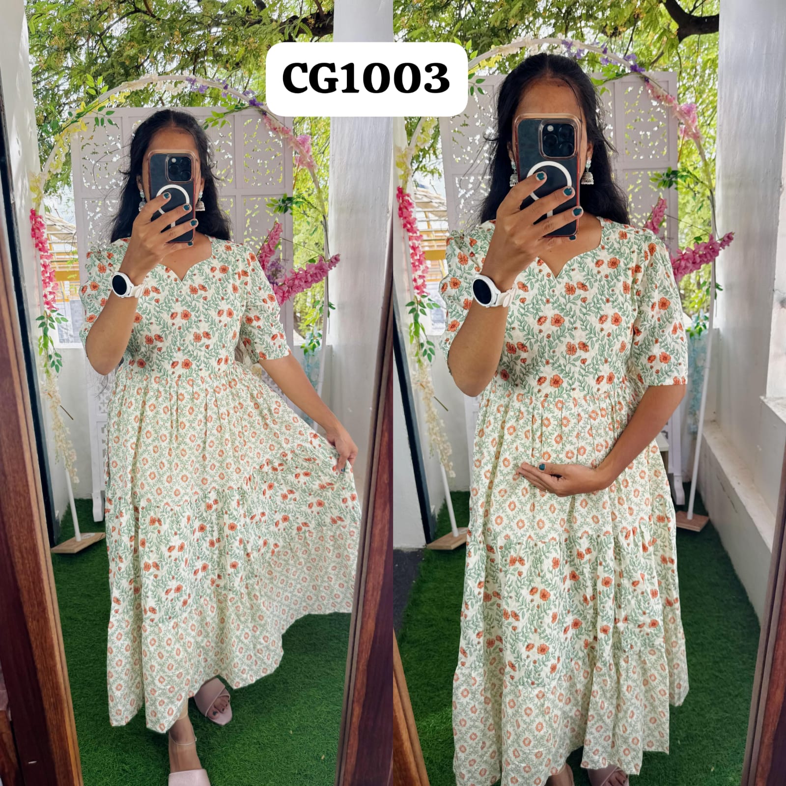 New Feeding/Maternity Pure cotton Maxi with lining CG1003