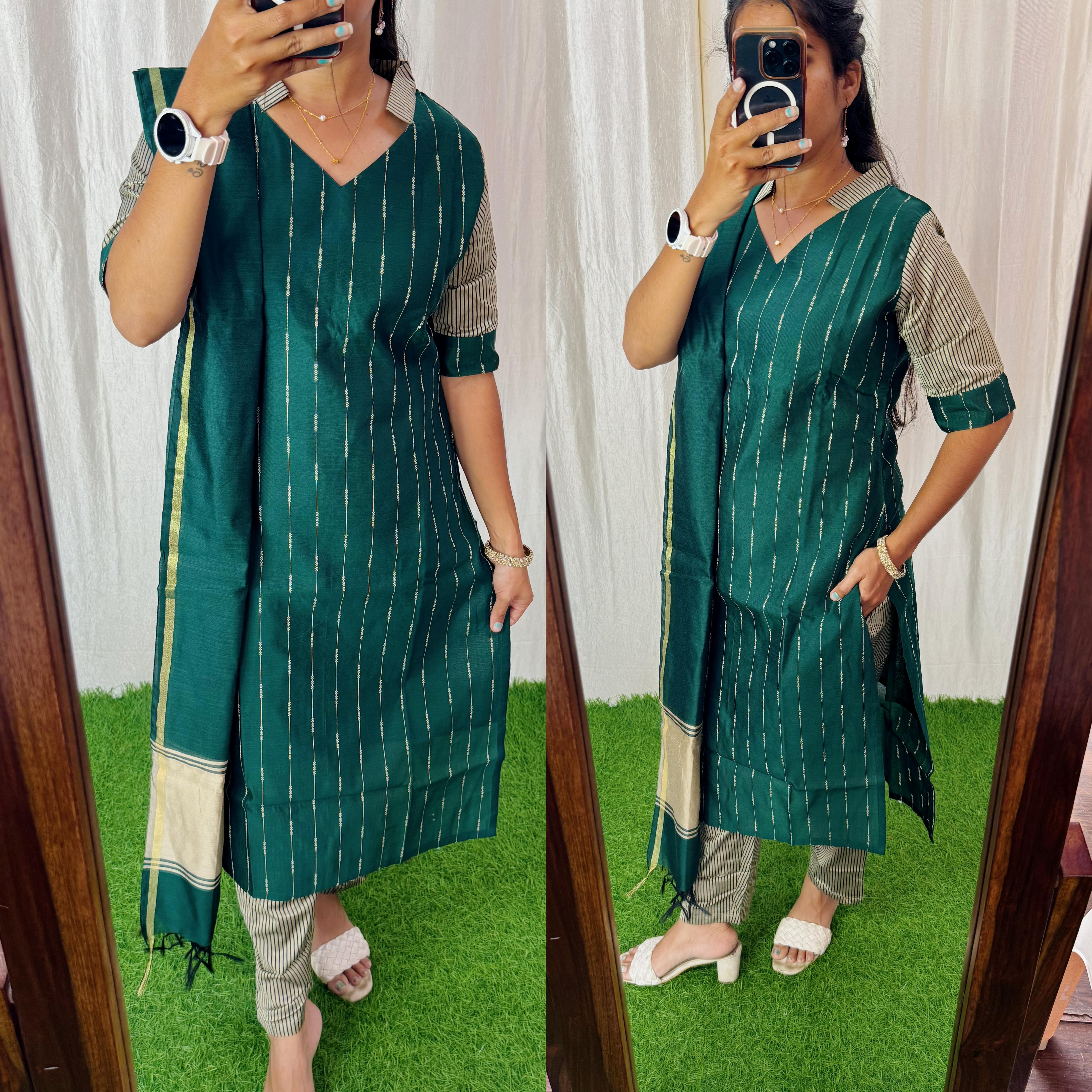 Premium Raw Silk Salwar Set-(Top,Bottom,Duppatta)-Non Feeding Only