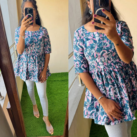 SUMMER SPECIAL PEPLUM TOP IN BEAUTIFUL PRINTS- Non Feeding Only