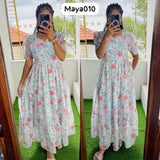 Maya010 Maxi(2nd Launch)-Feeding/Non feeding-Premium Heavy quality Georgette 3-Tier Maxi (With Lining)