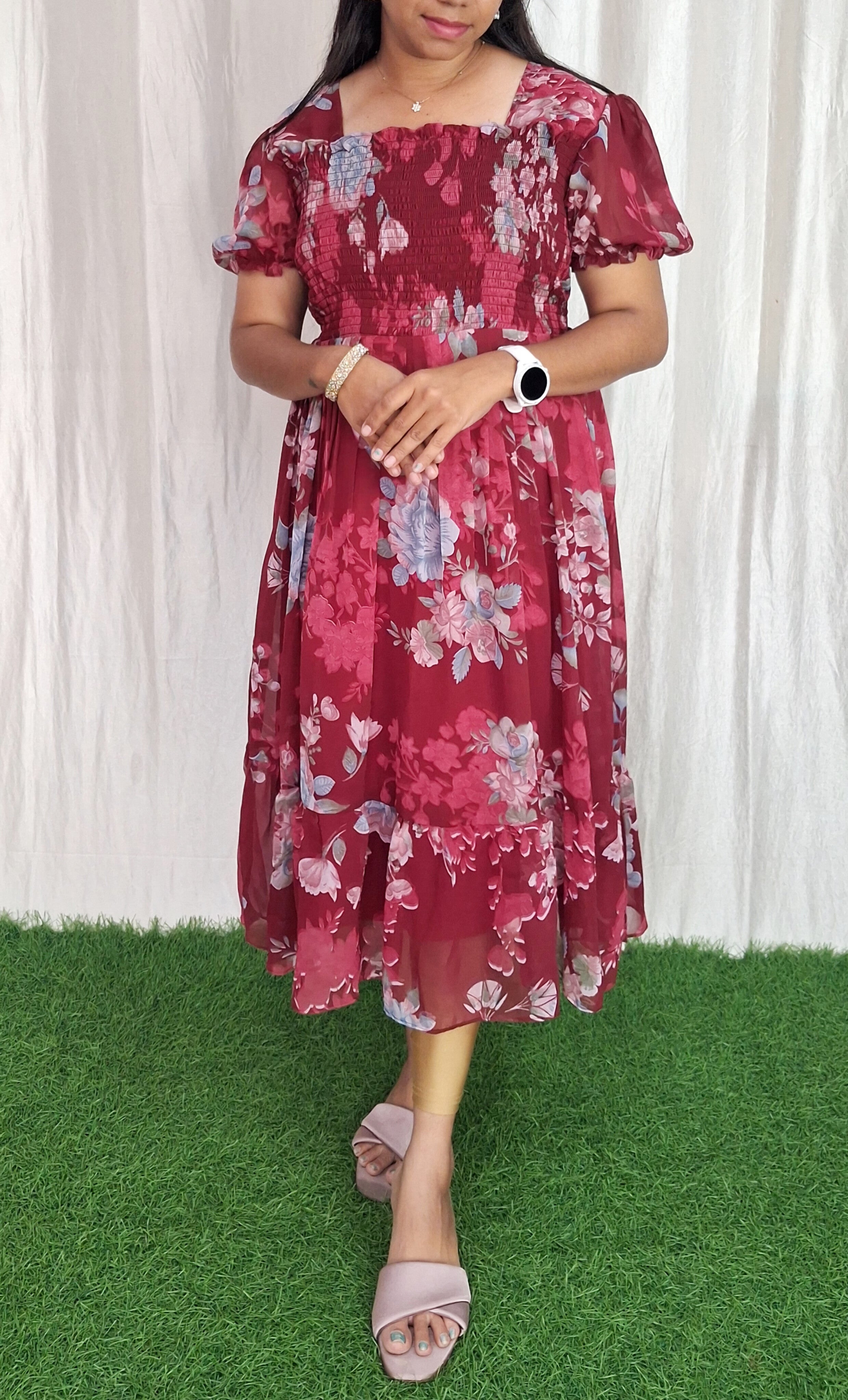 Buy 1 Get 1 Free Georgette Smoking Dress (with Lining) ( Non Feeding only)-097