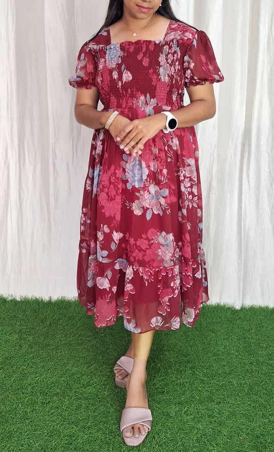 Buy 1 Get 1 Free Georgette Smoking Dress (with Lining) ( Non Feeding only)-097