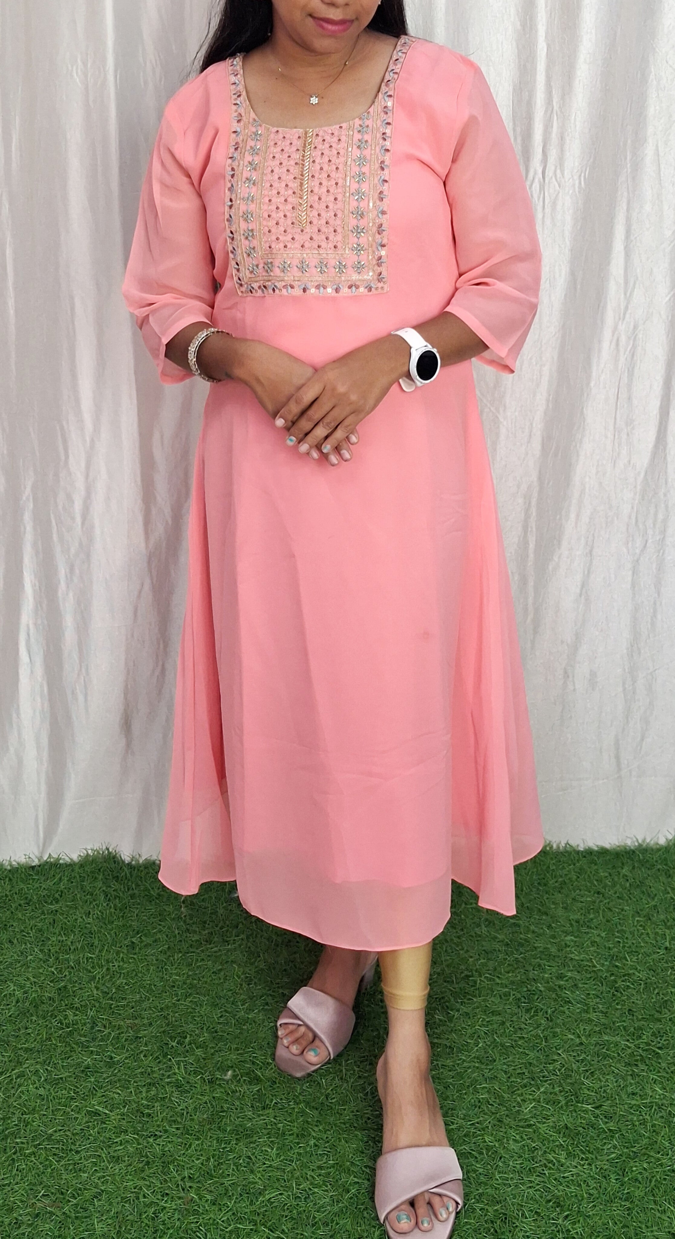 Georgette Work Kurti (with Lining) ( Non Feeding only)