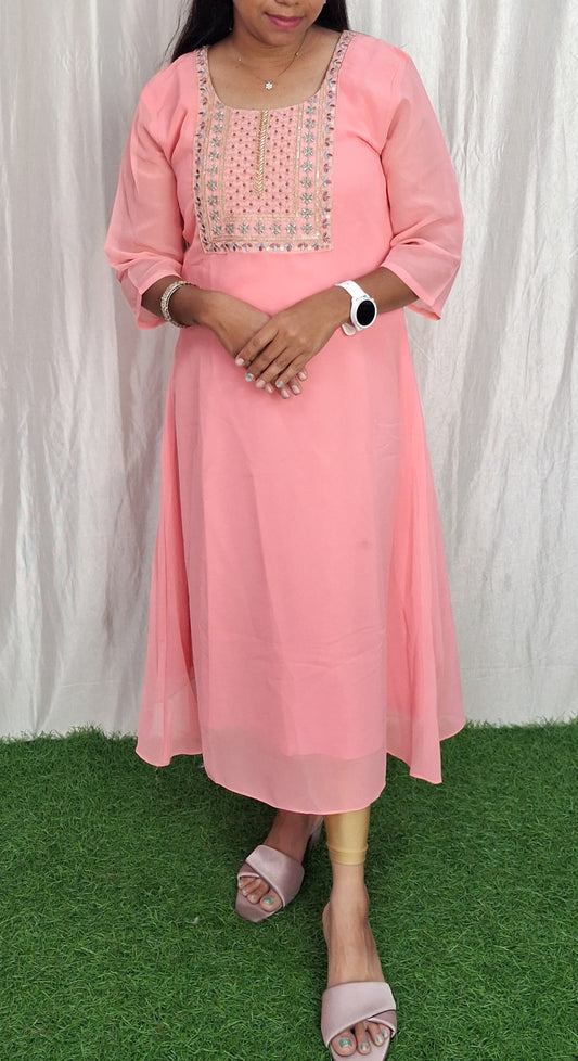 Georgette Work Kurti (with Lining) ( Non Feeding only)