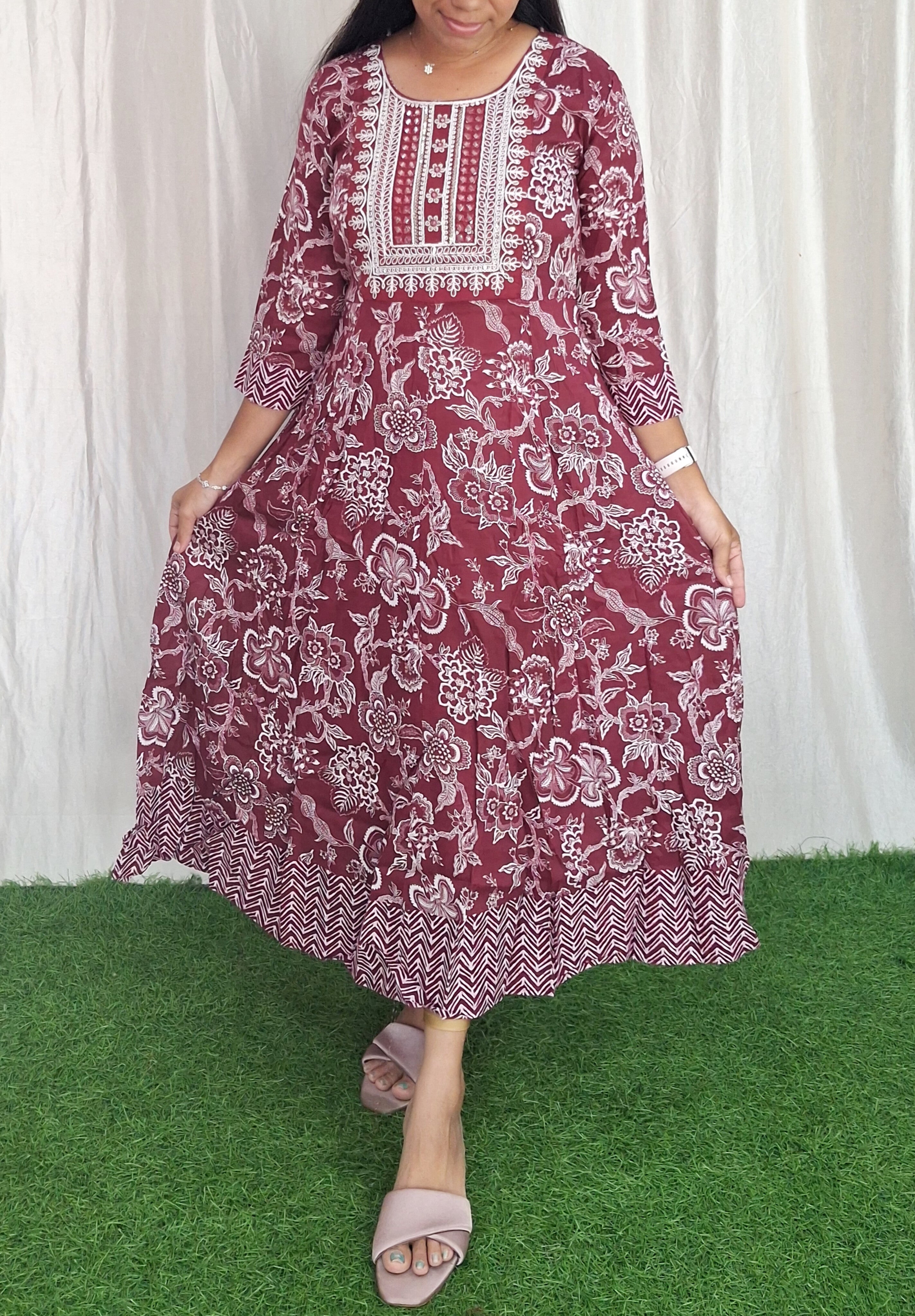 Buy 1 Get 1 Free Rayon Embroidery Kurti( without lining) ( Non Feeding only)-062