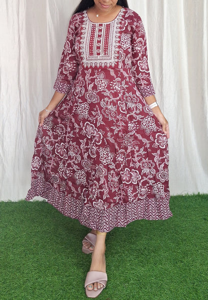 Buy 1 Get 1 Free Rayon Embroidery Kurti( without lining) ( Non Feeding only)-062