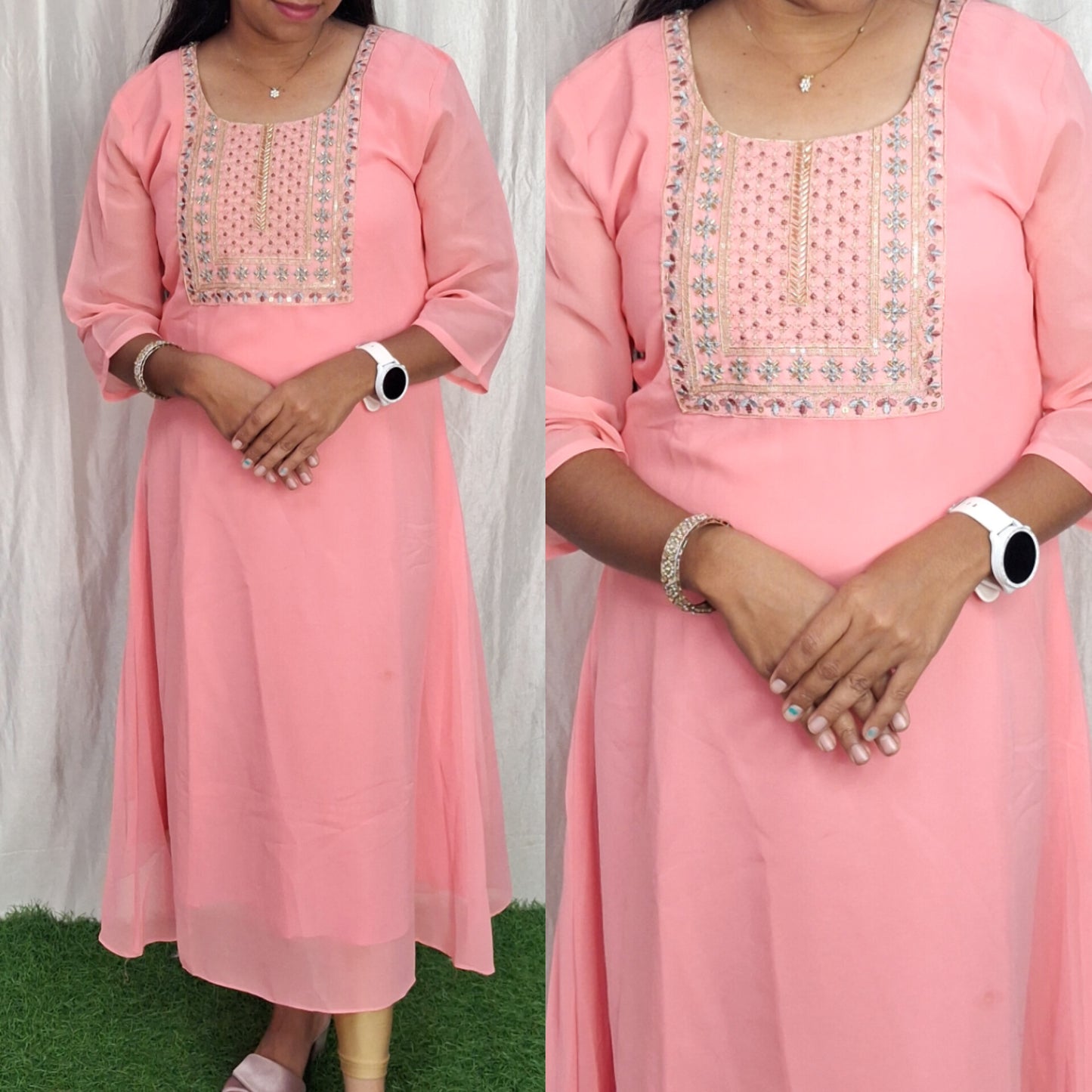 Georgette Work Kurti (with Lining) ( Non Feeding only)
