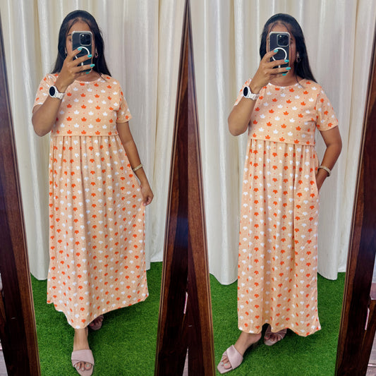 FLR010 Zipless maternity/feeding Loungewear Maxi Pull up Model