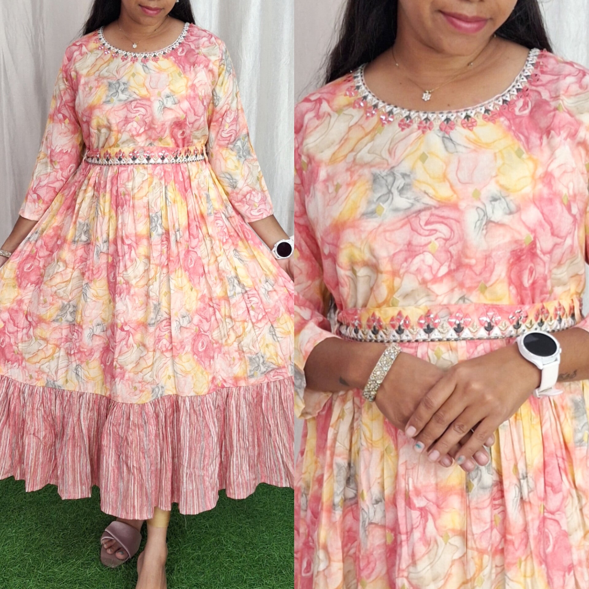 Cotton Embroidery Kurti( with lining) ( Non Feeding only)-128