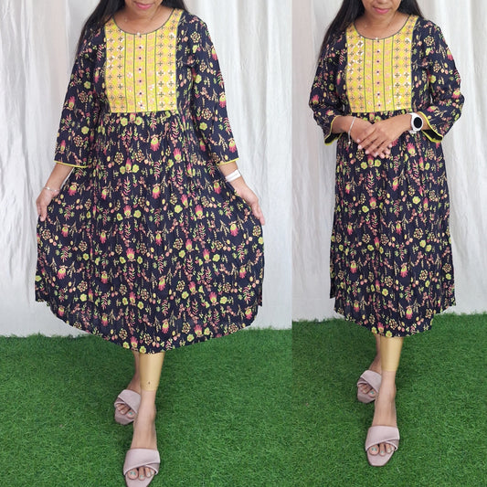 Buy 1 Get 1 Free Rayon Embroidery Kurti( without lining) ( Non Feeding only)-081