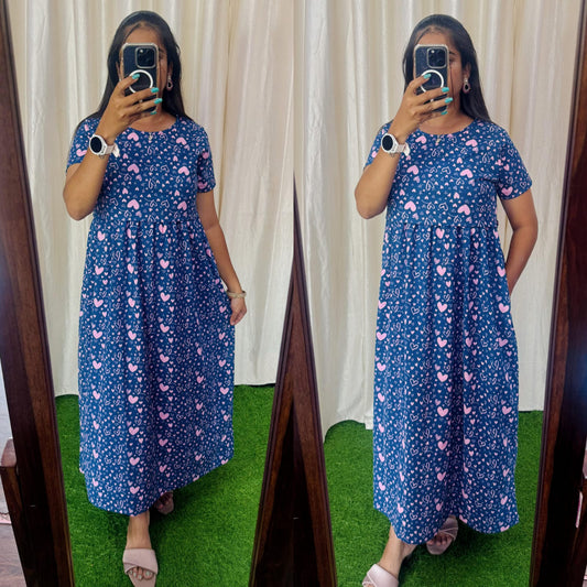 FLR003 Zipless maternity/feeding Loungewear Maxi Pull up Model