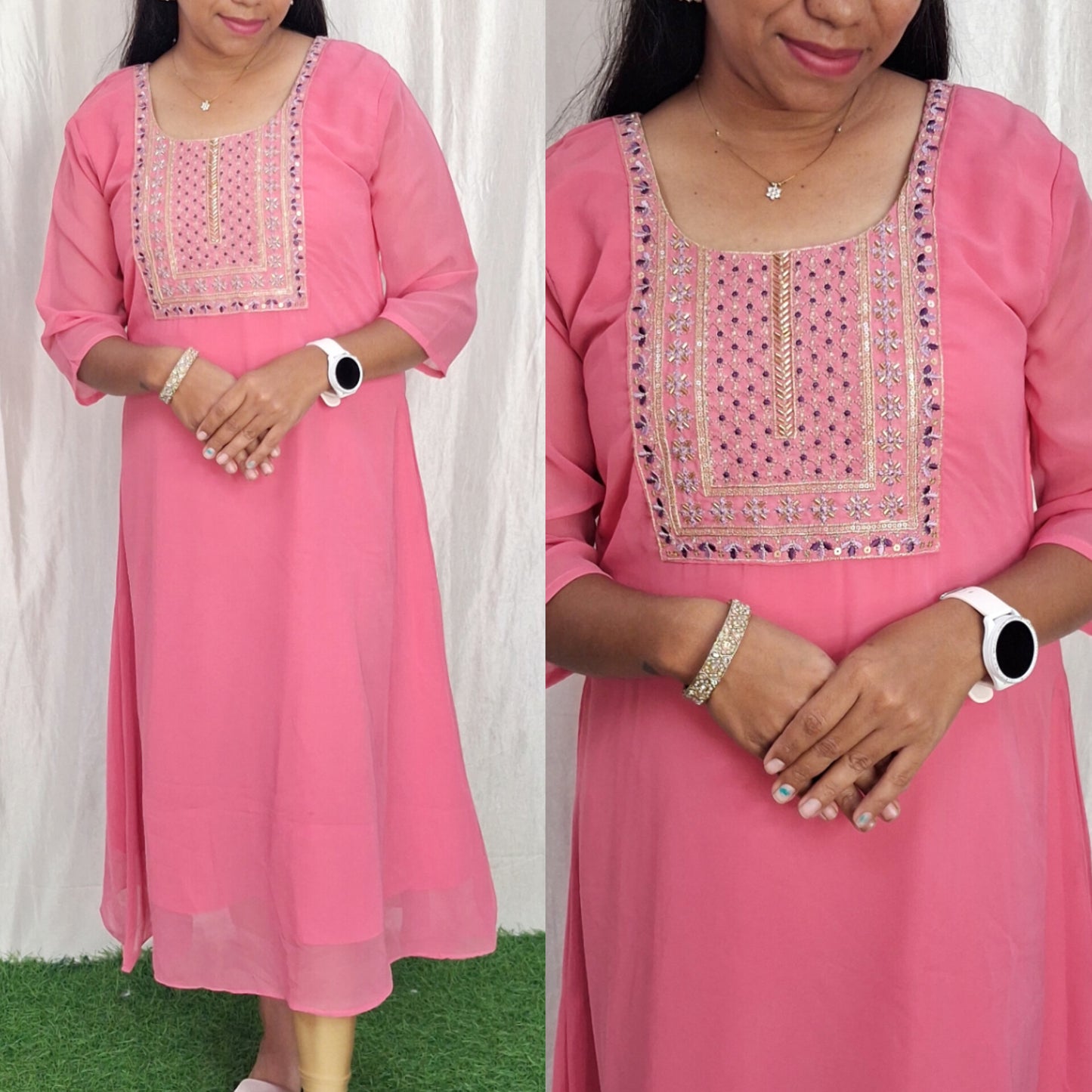 Georgette Work Kurti (with Lining) ( Non Feeding only)