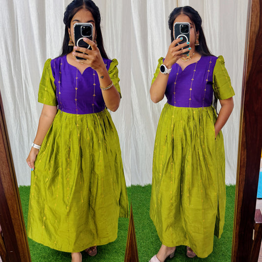 Premium Ethnic Raw Silk Butta Maxi-Feeding(With Lining) FC0024