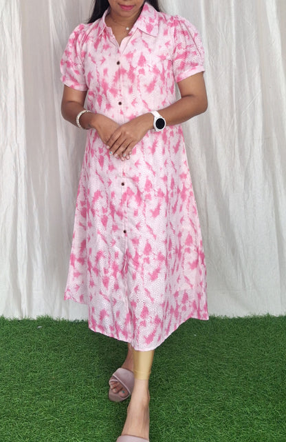 Hakoba Cotton Aline Dress (with Lining) ( Non Feeding only)-088