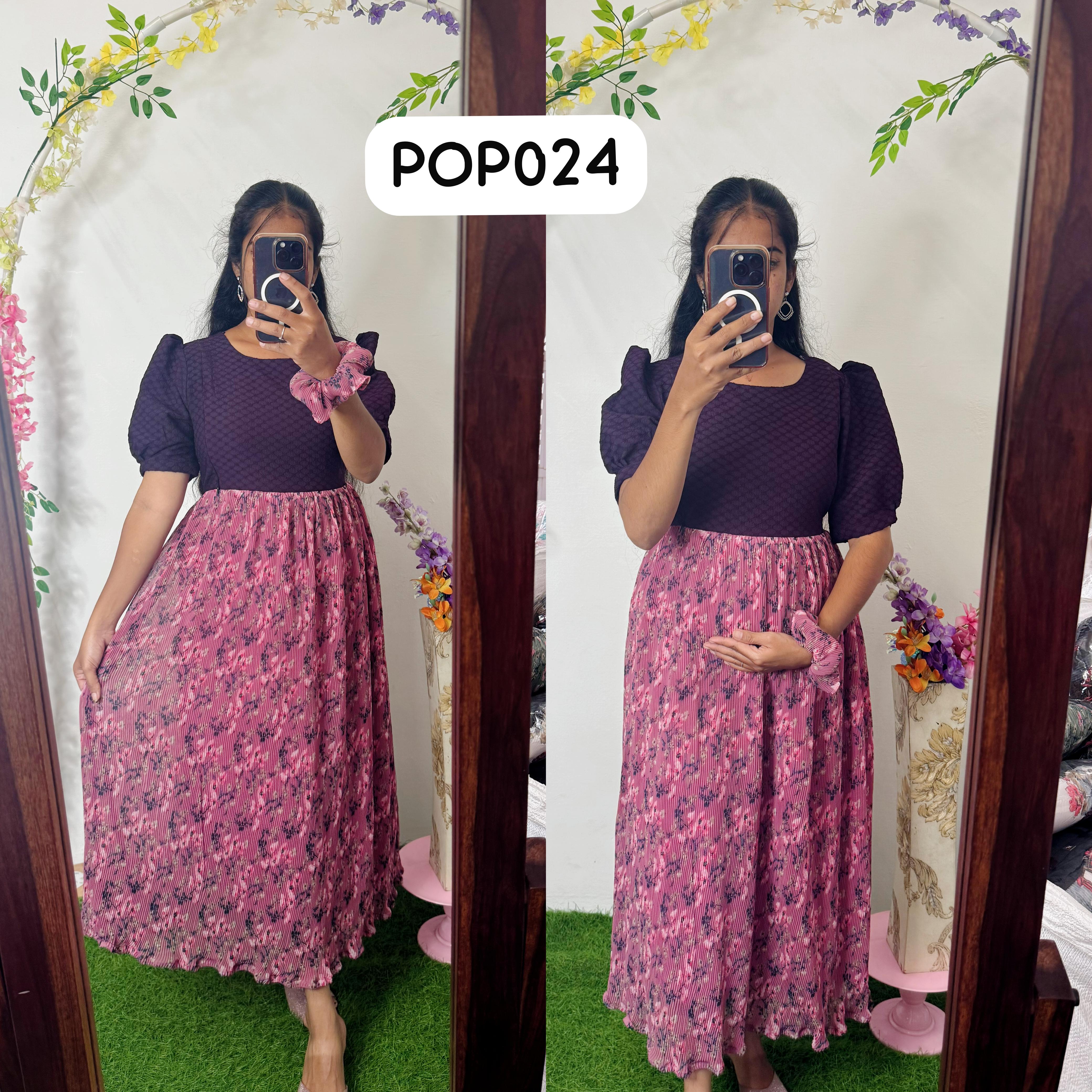 New Feeding/Maternity Popcorn Western dress(Free scrunchie)
