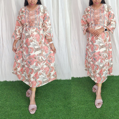 Rayon Embroidery Kurti( without lining) ( Non Feeding only)-078