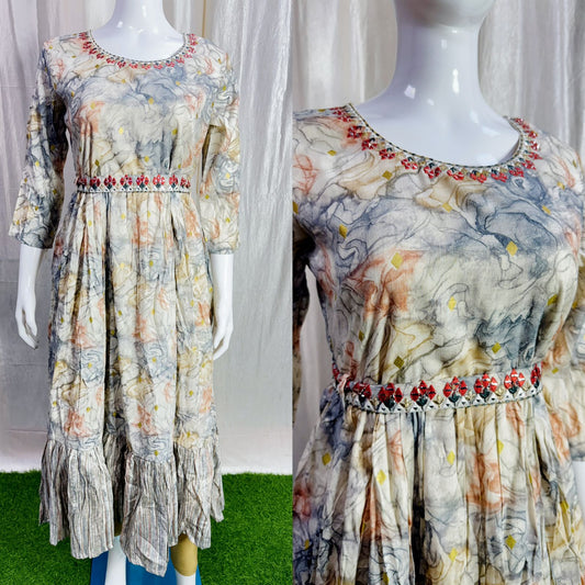 Cotton Embroidery Kurti( with lining) ( Non Feeding only)-127