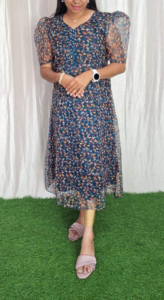 Buy 1 Get 1 Free Oragnza Printed work Kurti (with Lining) ( Non Feeding only)