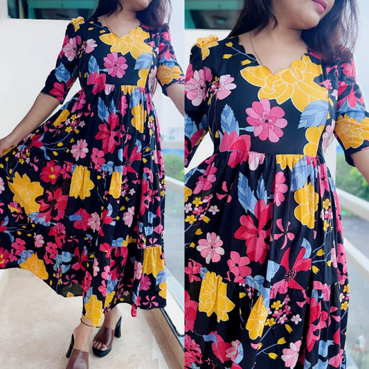 Black-Prebooking 10 Days to Dispatch Feeding/Non Feeding Premium Cotton Maxi ( with cotton Lining )