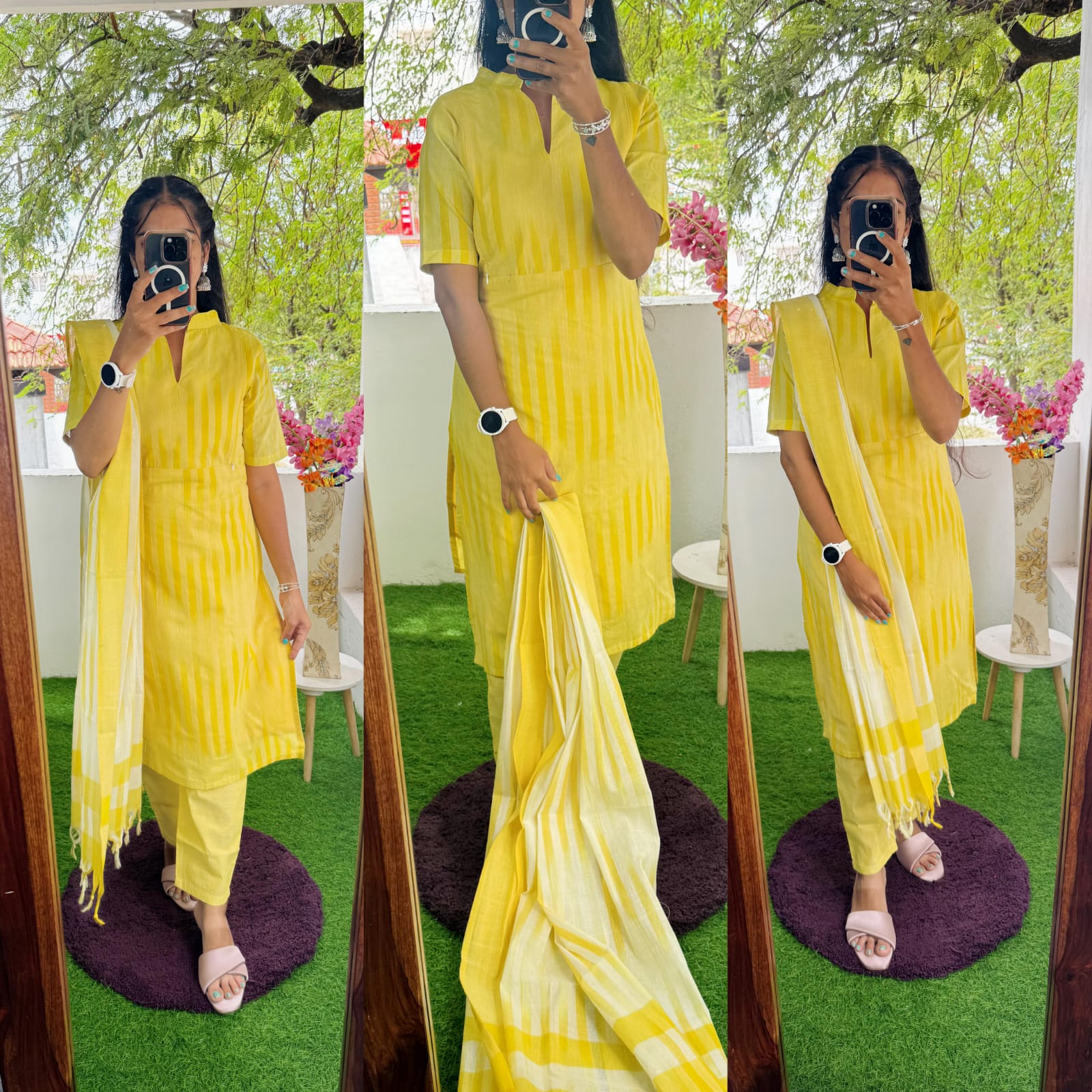 Premium Ikkat Cotton Salwar Set-(Top,Bottom,Duppatta)- Feeding/Non Feeding