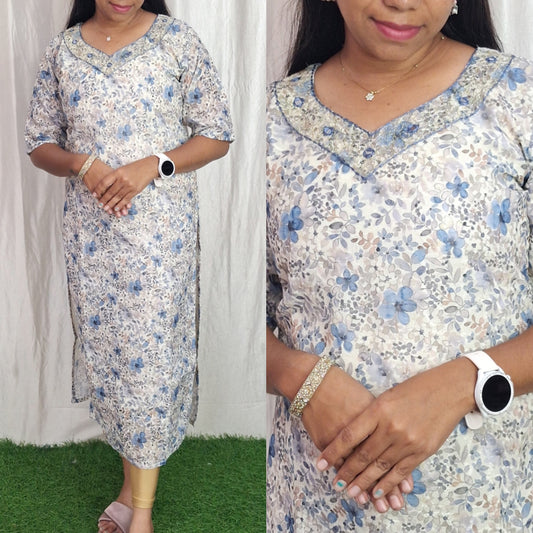Buy 1 Get 1 Free Cotton Kurti with Lining ( Non Feeding only)-026