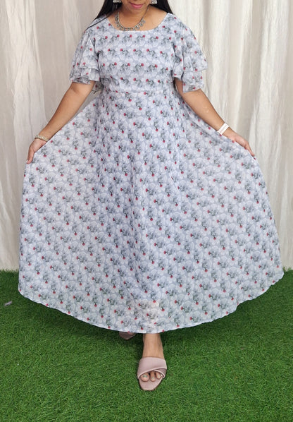 Georgette Maxi Short Sleeves inside(with Lining) ( Non Feeding only)