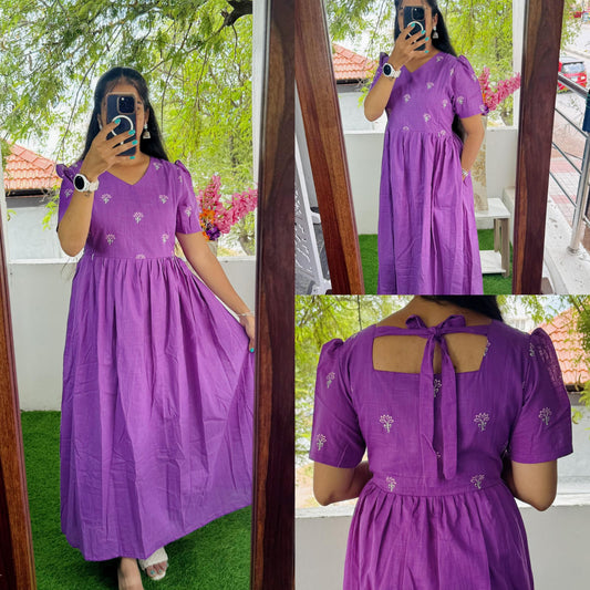 Feeding/Non Feeding Premium Linen Embroidery Maxi ( with cotton Lining ) FC0095