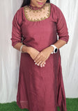 Buy 1 Get 1 Free Jewel neck  Handwork Kurti with Lining ( Non Feeding only)