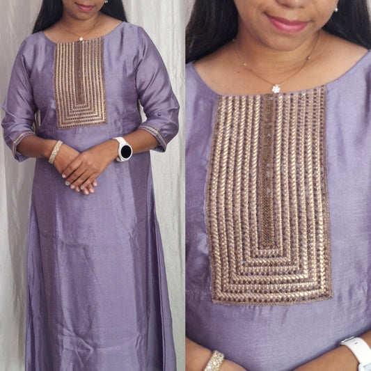 Buy 1 Get 1 Free Vichitra Silk Kurti with Lining ( Non Feeding only)-48