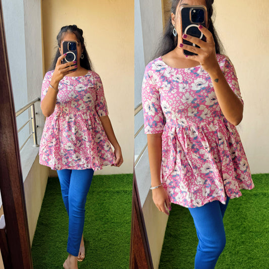 SUMMER SPECIAL PEPLUM TOP IN BEAUTIFUL PRINTS- Non Feeding Only