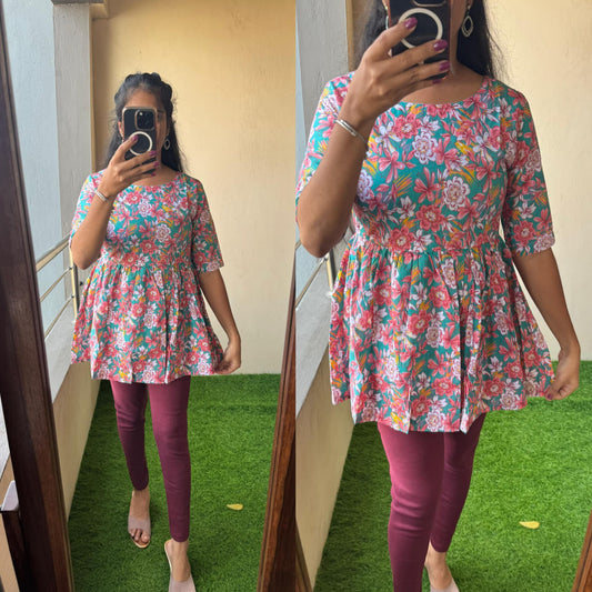 SUMMER SPECIAL PEPLUM TOP IN BEAUTIFUL PRINTS- Non Feeding Only