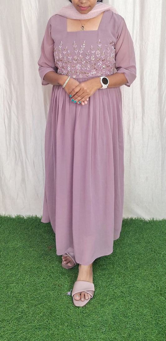 Buy 1 Get 1 Free Handwork Georgette Dress with Net Duppata (with Lining) ( Non Feeding only)-039