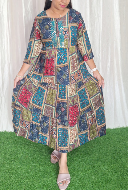 Buy 1 Get 1 Free Rayon Work Kurti( without lining) ( Non Feeding only)