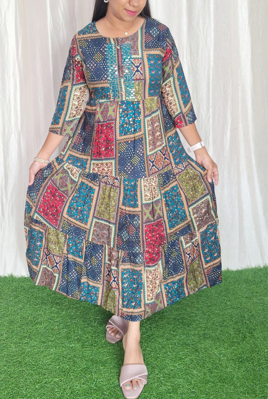 Buy 1 Get 1 Free Rayon Work Kurti( without lining) ( Non Feeding only)