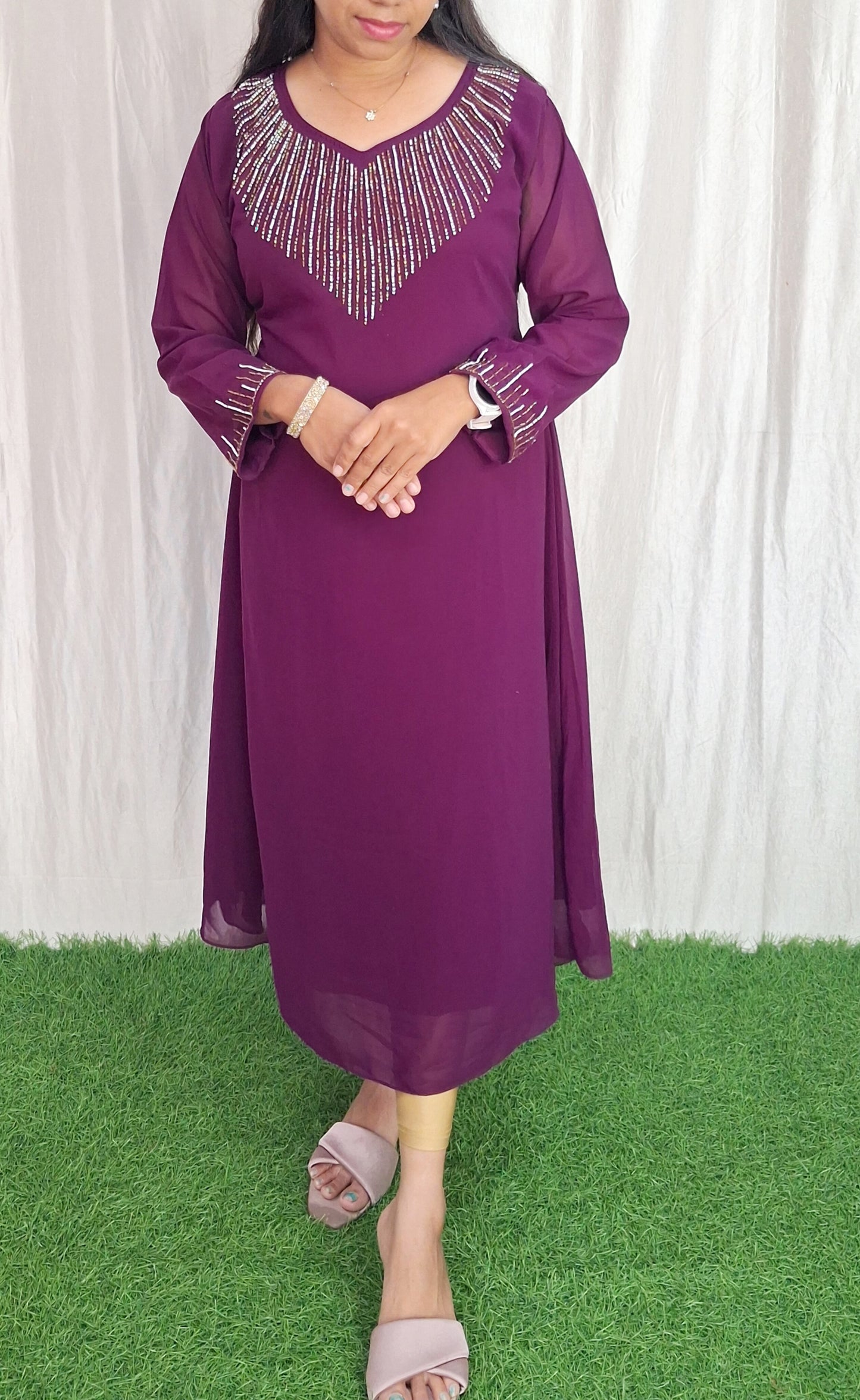 Georgette Work Kurti (with Lining) ( Non Feeding only)-110