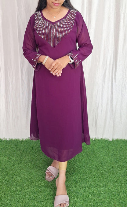 Georgette Work Kurti (with Lining) ( Non Feeding only)-110
