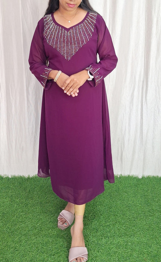Georgette Work Kurti (with Lining) ( Non Feeding only)-110
