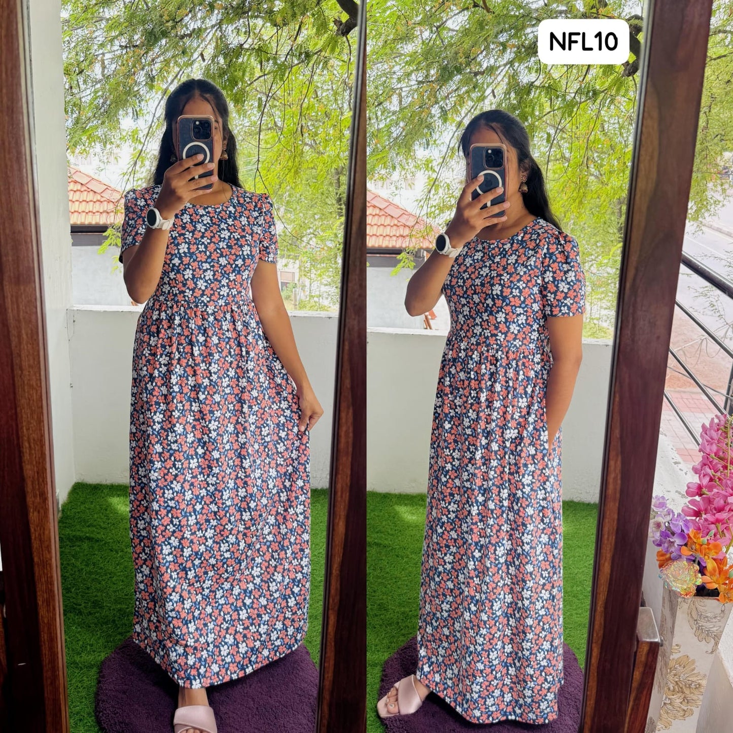 FLN058 Cotton Loungewear Full Maxi (Non feeding) LENGTH 50-51"