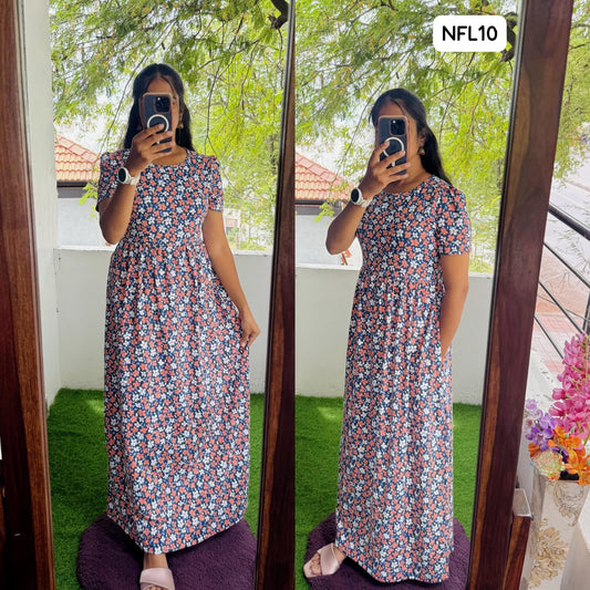 FLN058 Cotton Loungewear Full Maxi (Non feeding) LENGTH 50-51"