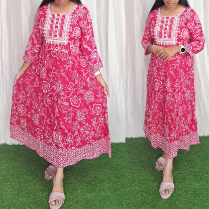 Rayon Embroidery Kurti( without lining) ( Non Feeding only)-066