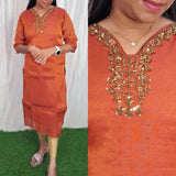 Tissue handwork Kurti (with Lining) ( Non Feeding only)