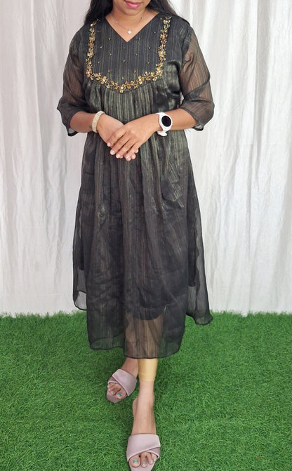 Buy 1 Get 1 Free Handwork Georgette Dress with Lining ( Non Feeding only)-033