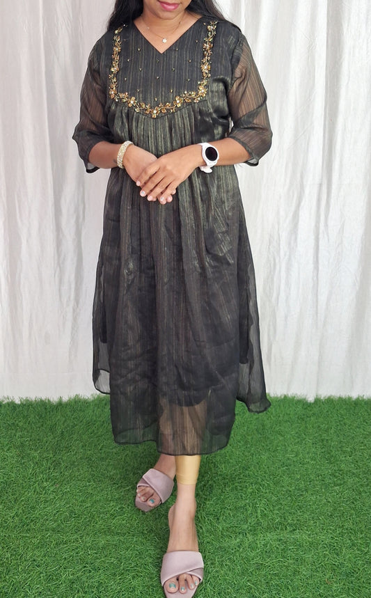 Buy 1 Get 1 Free Handwork Georgette Dress with Lining ( Non Feeding only)-033