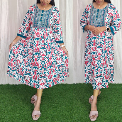 Rayon Embroidery Kurti( without lining) ( Non Feeding only)-065