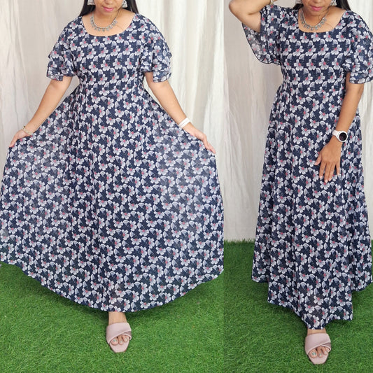 Georgette Maxi Short Sleeves inside(with Lining) ( Non Feeding only)